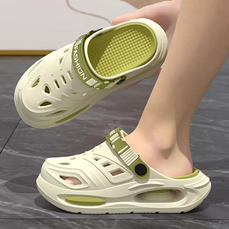 Arch support, anti slip, soft sole, wear-resistant cool slippers for wearing, thick sole breathable odor proof summer hole shoes