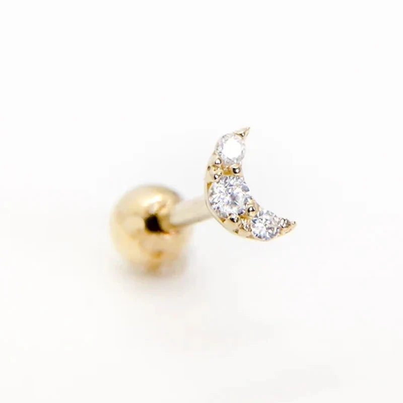 925 Sterling Silver Fine Jewelry Anti-allergic Ear Buckle Moon Stud Earring For Woman Wedding Anniversary Piercing Pendientes