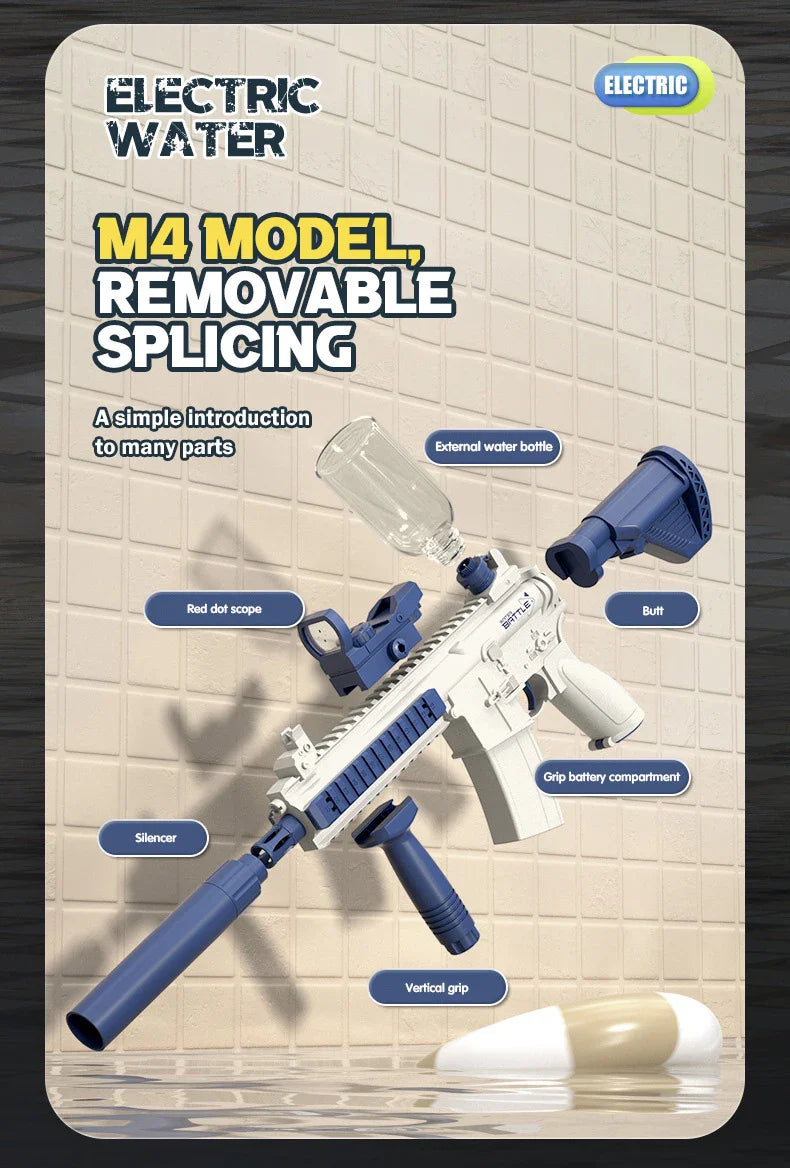 Electric Water Gun Pistol 10M Long Range Portable Guns M416 Children Summer Beach Outdoor Fight Shooting Toys for Boys Kid Games