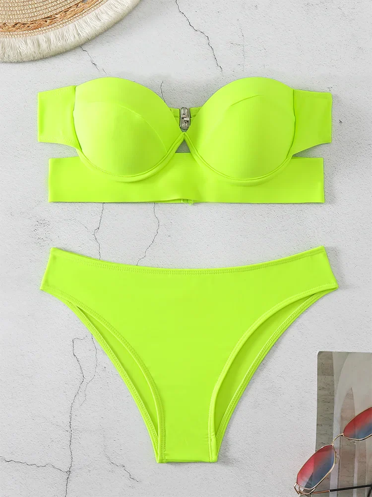 2024 Woman Separate Swimsuit Beach Outfits High Waist Sexy Bikini Set 2 Pieces Plus Size Bathing Suit Feminine Women's Swimwear