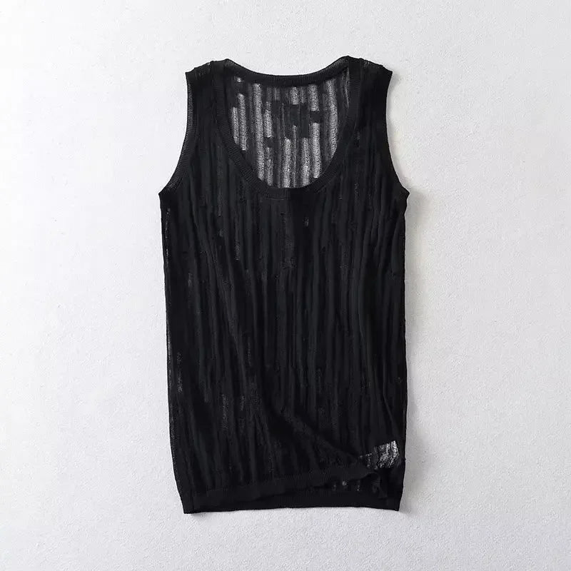 Sivatu Traf Tank Tops for Women Y2k Streetwear Fashion Sleeveless Hole Summer Tops Grunge Clothes Crochet Harajuku Women's Vest