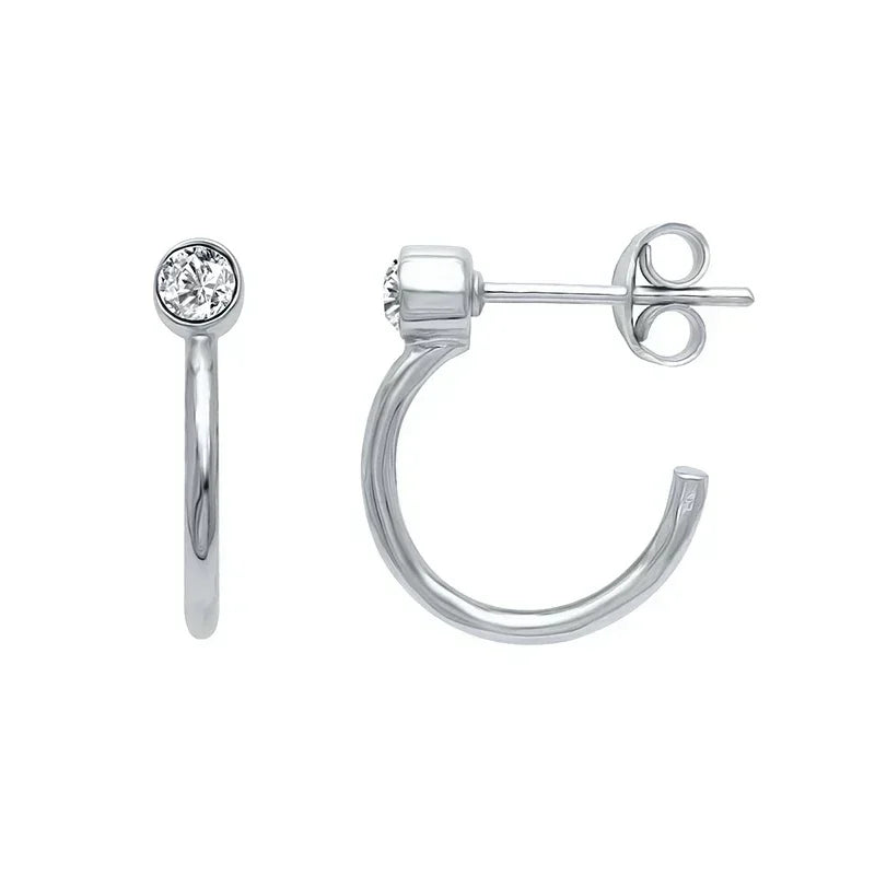 Cartilage 925 Silver Earrings Fashion C-shaped Zircon ear studs European American Geometric Piercing Earrings For Women Jewelry