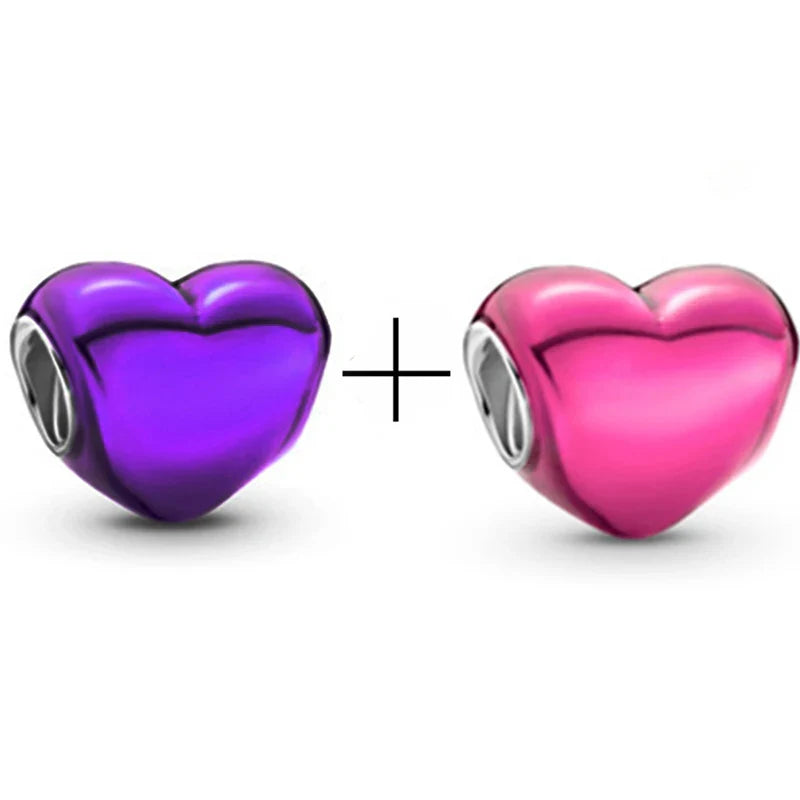BRACE CODE 2Pcs/Lot Pan Spring New Purple Charm Love Floral Diy Beads Pendant Making Men's Women's Children's Fine Bracelets