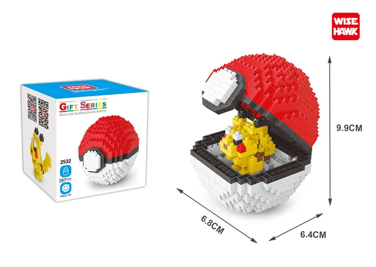 Poke Ball Micro Building Blocks Pikachu Eevee Charmander Psyduck Magikarp Lapras DIY Pokemon Mini Brick Figures Toys For Kids