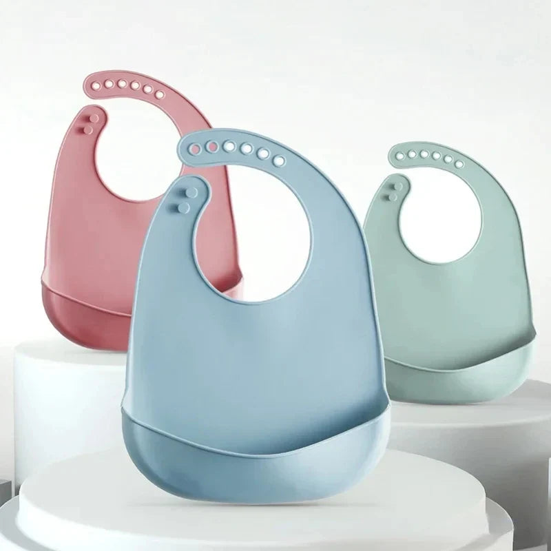 1-3pcs Baby Bib Adjustable Waterproof Bibs Babies Soft Edible Silicone