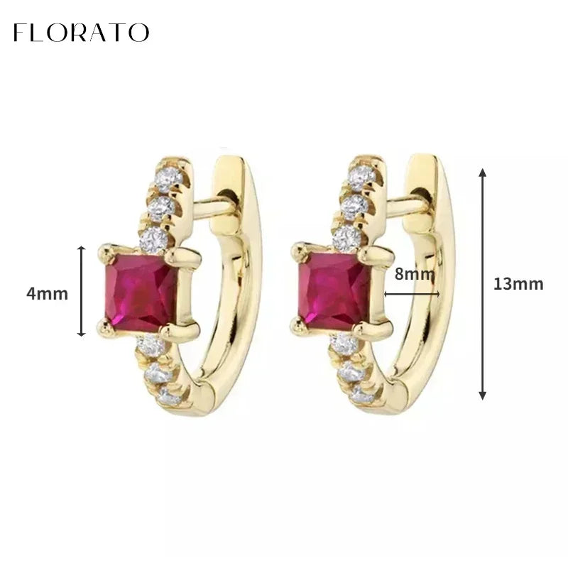 925 Sterling Silver Ear Needle Rose colors Zircon Hoop Geometric Pendant Earrings for women Luxury Fashion Wedding Jewellery2023