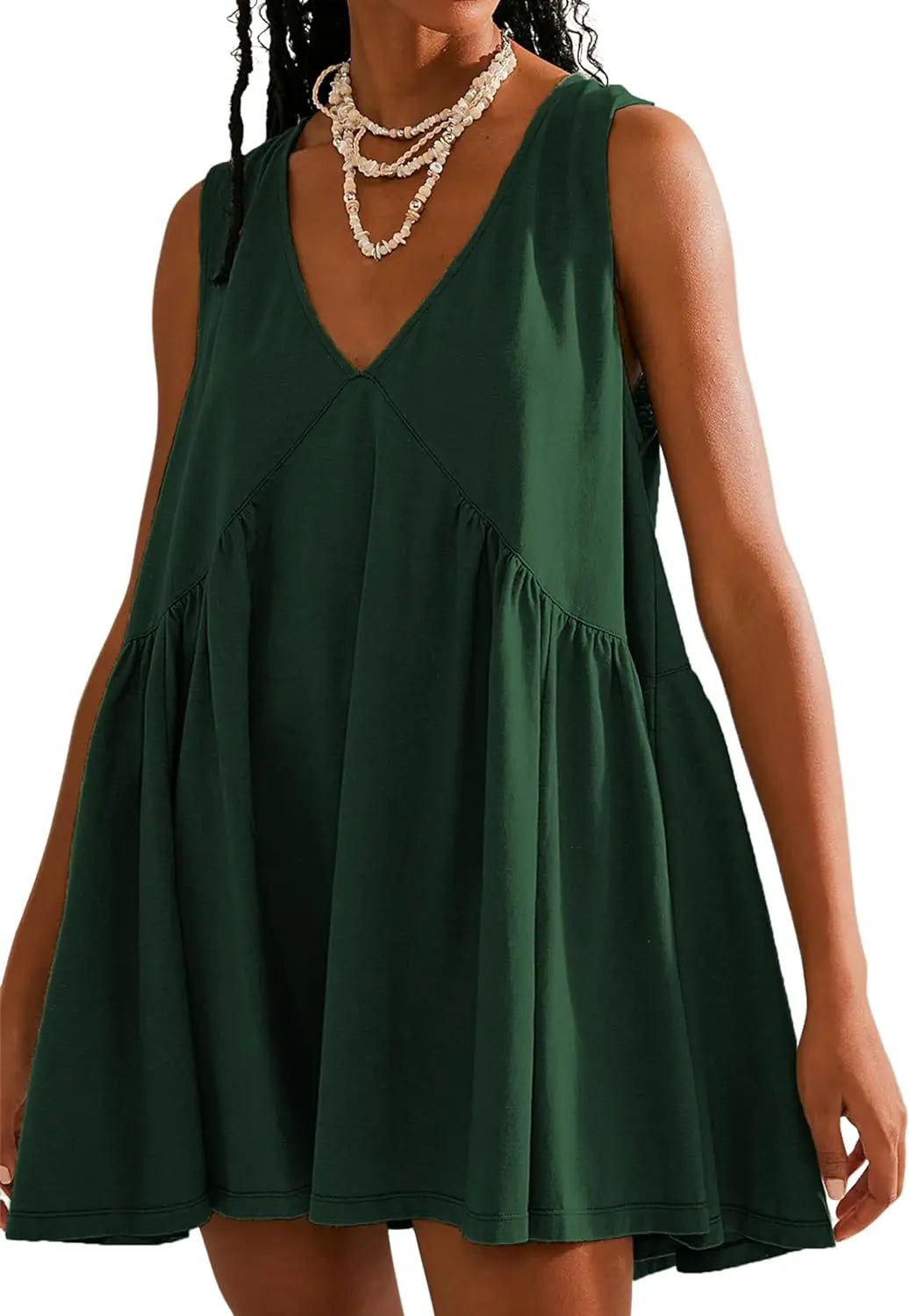 Womens Summer Sleeveless Mini Dress Casual Loose V Neck Sundress with Pockets 2025