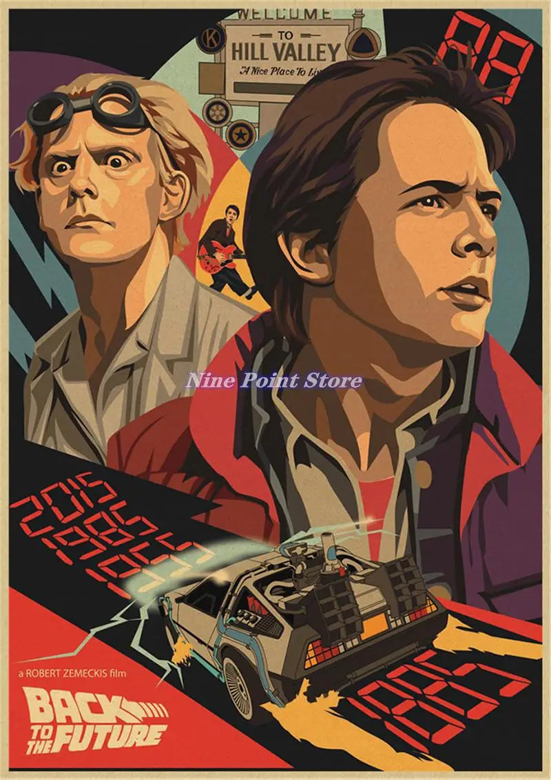 Back to The Future Retro Kraft Poster Decorative DIY Wall Canvas Sticker Home Bar Art Posters Decor
