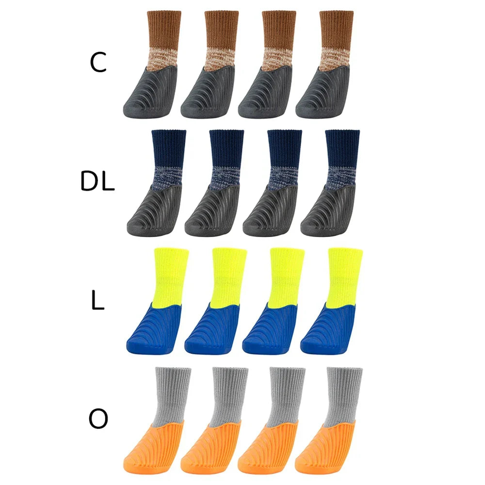 4PCS Dog Shoes Waterproof Fall Winter Pet Snow Boots Puppy Sock Shoes with Antislip Sole Soft Comfortable Dog Paw Protector