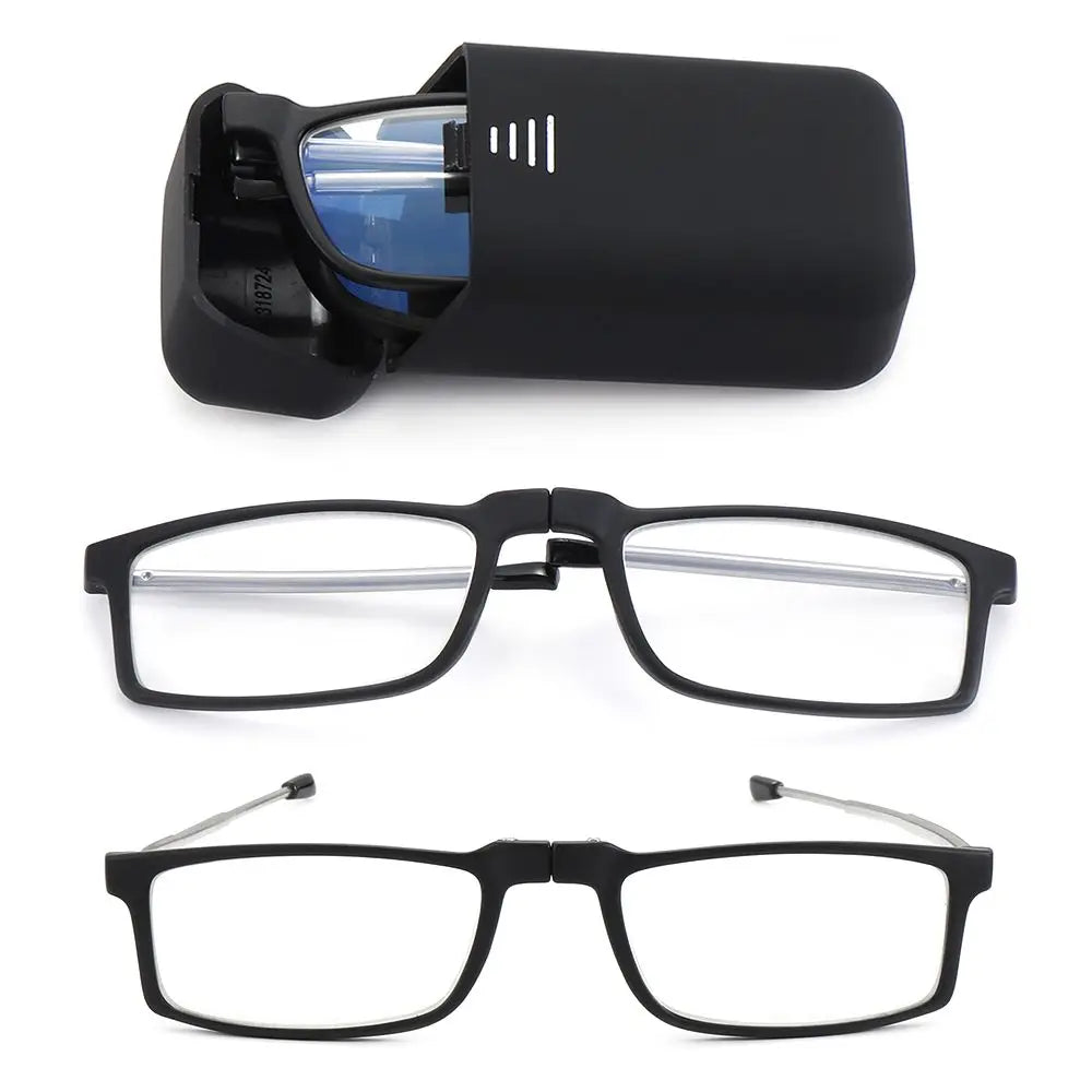 Portable Folding Anti Blue Light Reading Glasses With Case Men Women Metal Small Frame Presbyopia Eyeglasses Hyperopia Eyewear