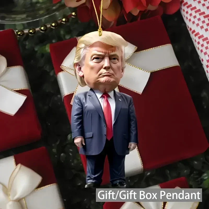 3-Piece Classic Style Trump-Inspired Acrylic Christmas Ornaments Car & Tree Hanging Decorations Perfect Festive Holiday Gift