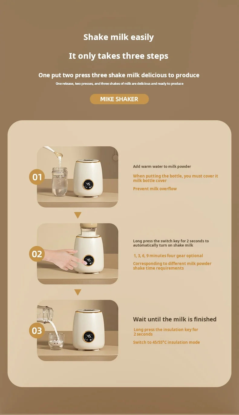 Bottle shaker outdoor baby milk powder warmer usb rechargeable multifunctional electric shaker milk warmer constant temperature
