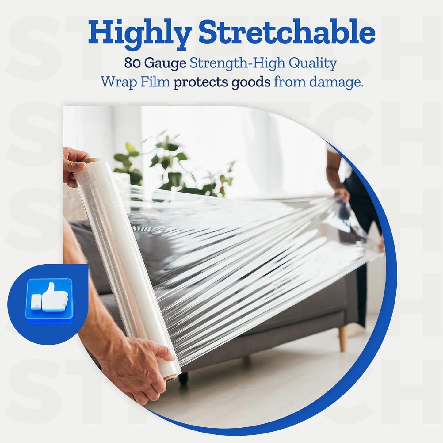 Stretch Wrap/Film Roll 18" x 1500 Ft 80 Gauge Heavy Duty Plastic Packing