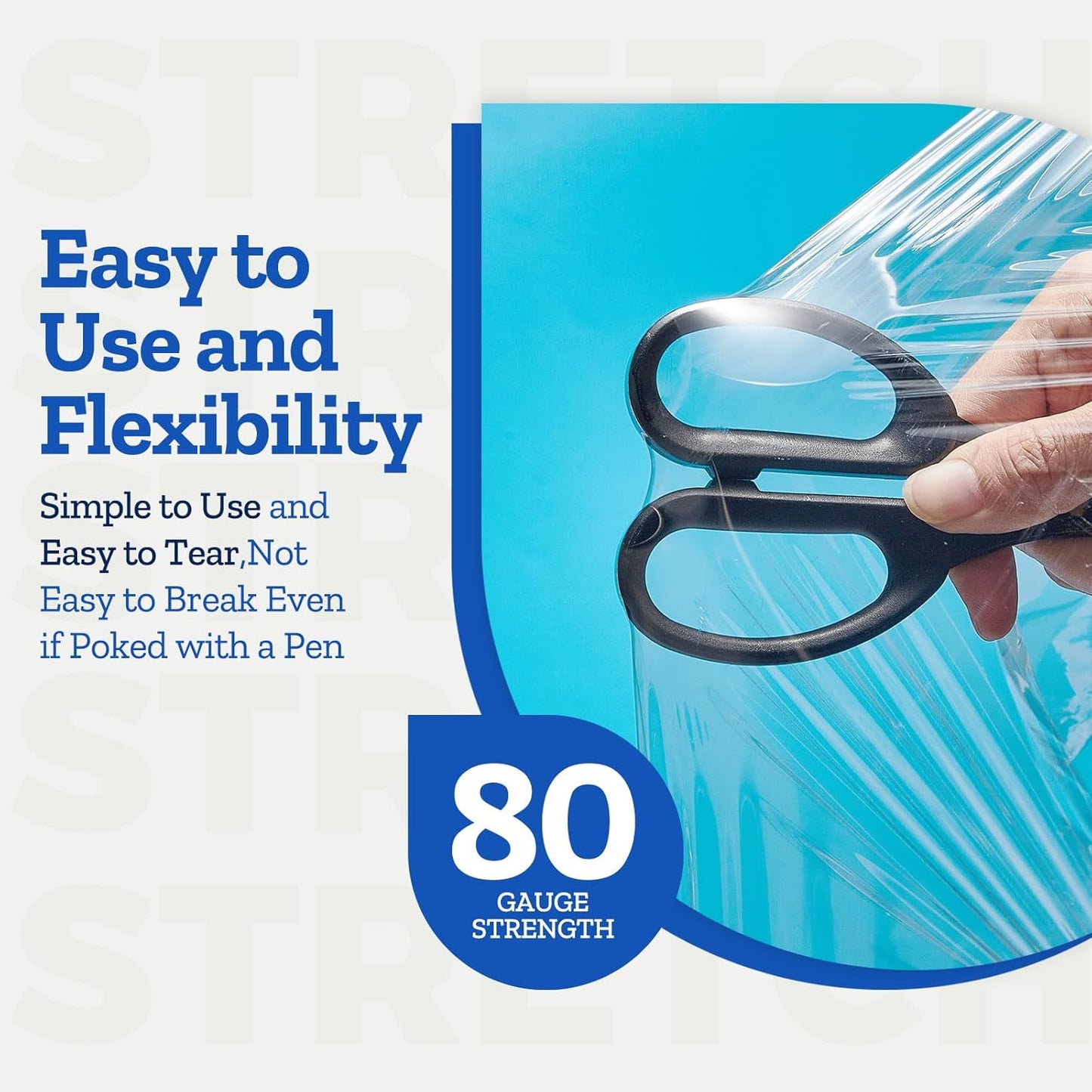 Stretch Wrap/Film Roll 18" x 1500 Ft 80 Gauge Heavy Duty Plastic Packing