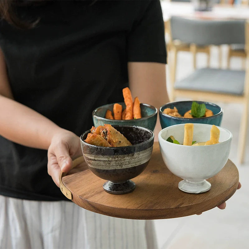 Scandinavian Style High Leg Anti-Scald Underglaze Household Bowls