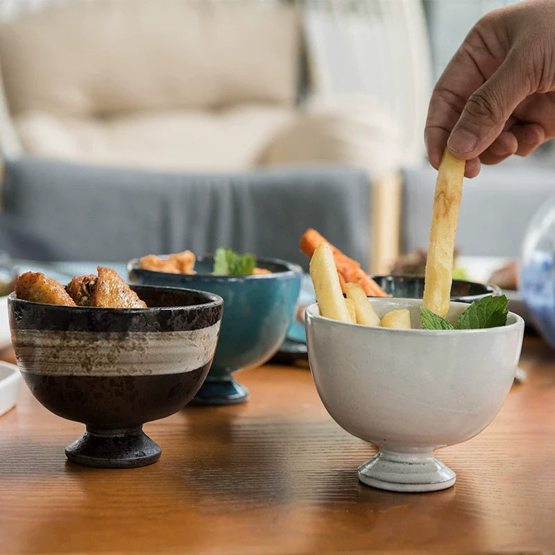 Scandinavian Style High Leg Anti-Scald Underglaze Household Bowls
