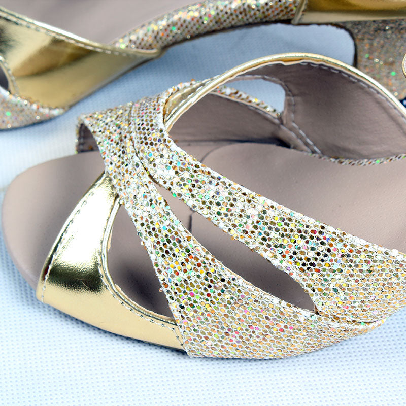 Neon SA   golden high-heeled shoes   Belly Dance Women's Shoes   Latin shoes   With heel Teacher's shoes   Indian dance shoes