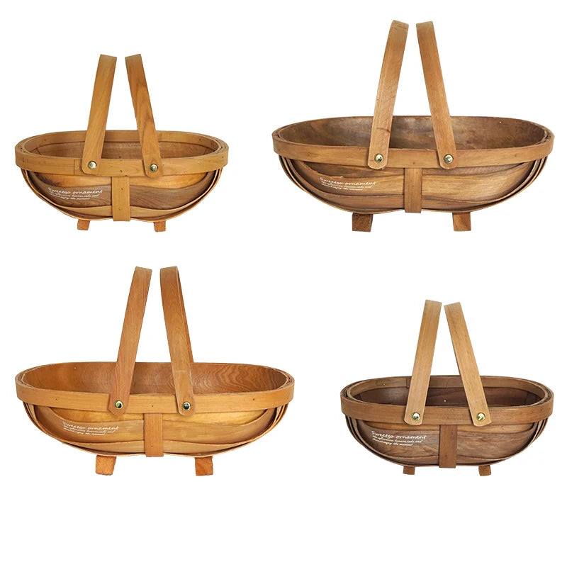 French Pastoral Picnic Basket Mori Style Dessert Table Display Stand Food Storage Cabas