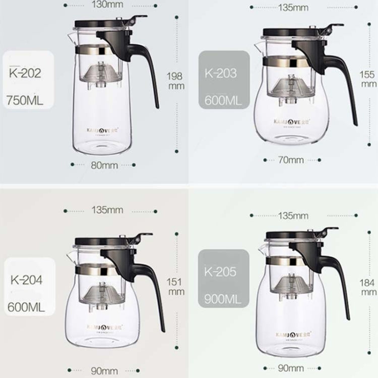 KAMJOVE Elegant Cup Bubble Teapot Office Flower Teapot Heat-resistant Glass Tea Set, K-200 400ML, K-201 500ML, K-202 750ML, K-203 600ML, K-204 600ML, K-205 900ML