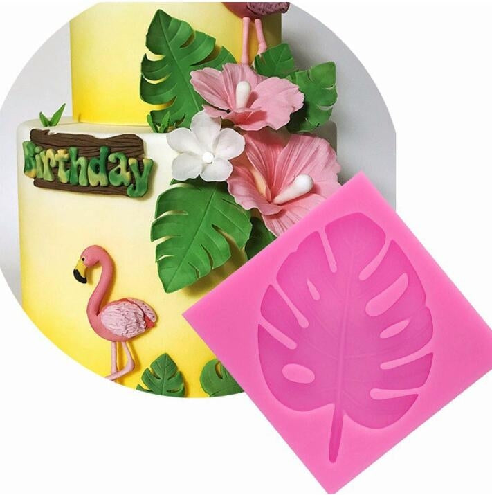 2 PCS DIY Tree Leaf Fondant Mould Chocolate Cake Decorating Mould, Tree Leaf Shape(Pink), Tree Leaf Shape(Gray)