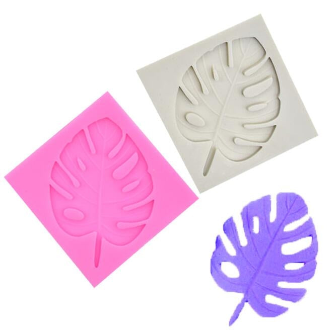 2 PCS DIY Tree Leaf Fondant Mould Chocolate Cake Decorating Mould, Tree Leaf Shape(Pink), Tree Leaf Shape(Gray)