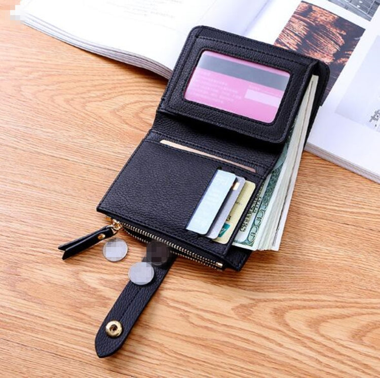 Women Two-folding Wallet Multi-function Clutch Bag Small Wallet, Two-folding Green, Two-folding Black