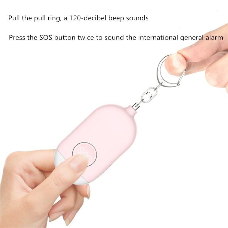 130dB IP44 Waterproof Rechargeable Anti-wolf Alarm Flashlight Intelligent Personal Alarm, English Packaging(Blue)