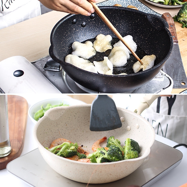 Thick Bottom Maifan Stone Household Small Frying Pan Non Stick Pan Deep Frying Pan, 20cm Black Without Cover, 20cm Beige Without Cover, 24cm Black Without Cover, 24cm Beige Without Cover, 26cm Black Without Cover, 26cm Beige Without Cover              ...