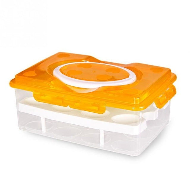 Portable 2 Layers 24 Slots PP Plastic Egg Holder Storage Case Box