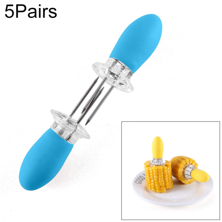 5 Pairs Outdoor BBQ Stainless Steel Corn Fork Fruit Fork Corn Device