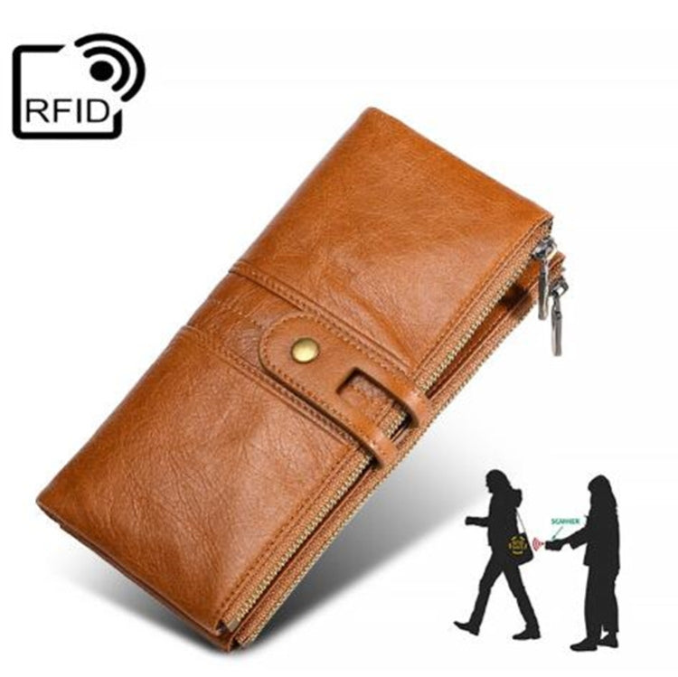 Ladies Genuine Leather Long Wallet Anti-theft Card Bag Multifunctional Clutch Bag