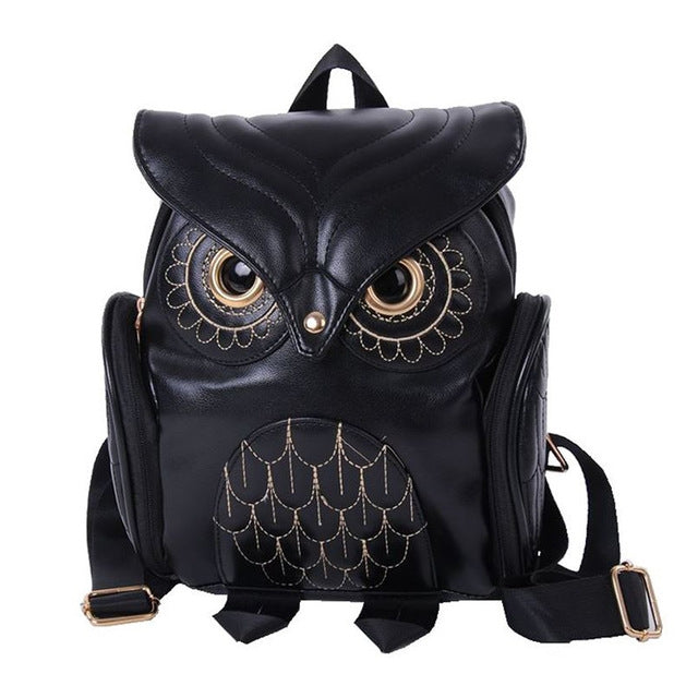 Owl Pattern Shoulder Bag Female PU Personality Backpack
