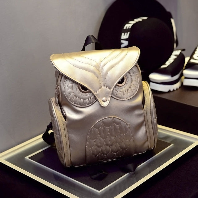 Owl Pattern Shoulder Bag Female PU Personality Backpack