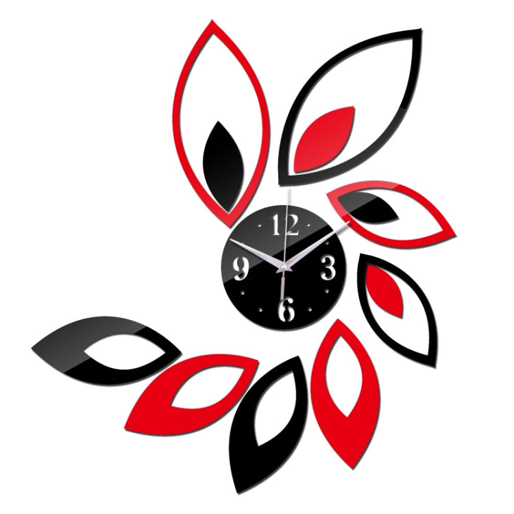 Flower Art Modern Design DIY Removable 3D Crystal Mirror Wall Clock Wall Sticker Living Room Bedroom Decor