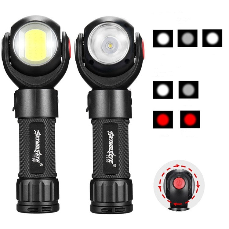 SKYWOLFEYE  Lamp Head 360 Degree Rotation USB Rechargeable LED Glare Flashlight With Magnet COB Work Light, Without Battery, With An 18650 Battery, With An 26650 Battery