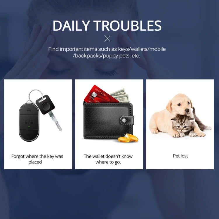 Keyfinder Wallet Dog Cat kids GPS locator anti lost keychain Smart Search Bluetooth Tracker Tag(Red)