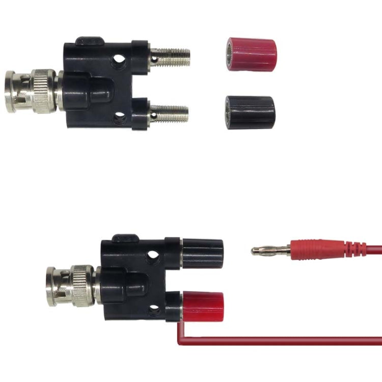 5pcs BNC Male Plug To Two Banana Jack Female Connector RF Adapter(Black)