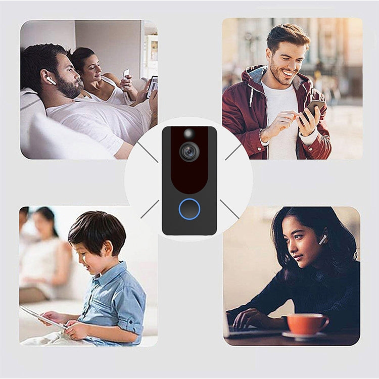 V7 Standard Edition 1080P Full HD Weather Resistant WiFi Security Home Monitor Intercom Smart Phone Video Doorbell without Dingdong Machine, Support Two-way Audio, PIR Motion Detection, Night Vision