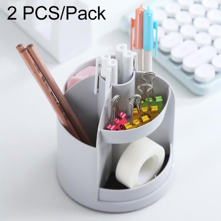 2 PCS Multi-function Rotating Plastic Gift Pen Holder Office Storage Box