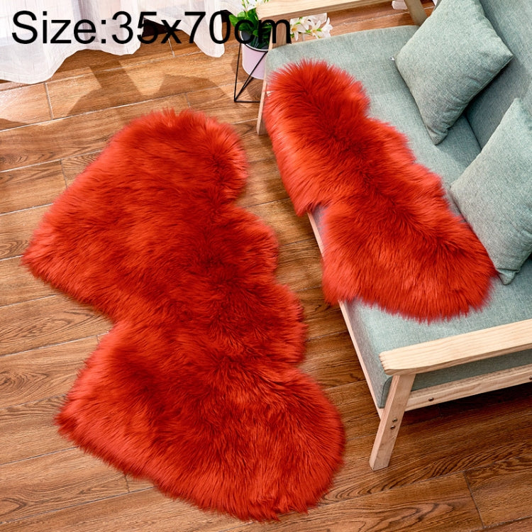 Creative Double Heart Imitation Wool Carpet Sofa Cushion Mat Plush Bedroom Living Room Floor Rugs, 35x70 cm, 60x120cm, 90x180cm