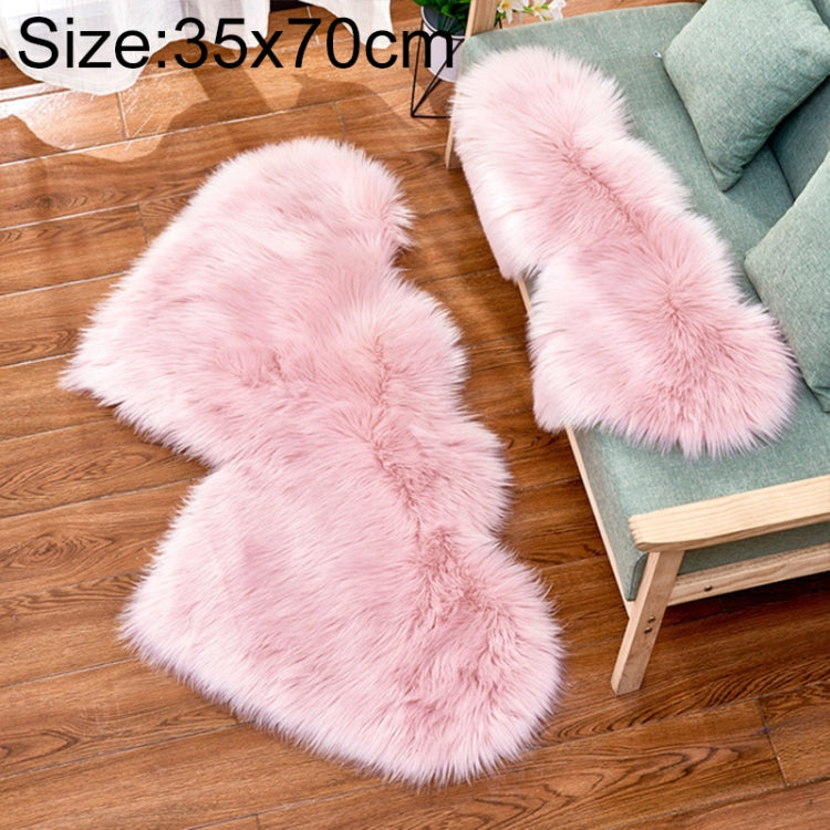Creative Double Heart Imitation Wool Carpet Sofa Cushion Mat Plush Bedroom Living Room Floor Rugs, 35x70 cm, 60x120cm, 90x180cm