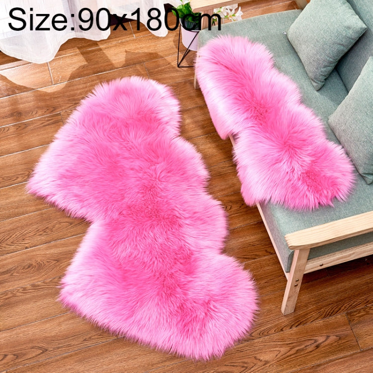 Creative Double Heart Imitation Wool Carpet Sofa Cushion Mat Plush Bedroom Living Room Floor Rugs, 35x70 cm, 60x120cm, 90x180cm