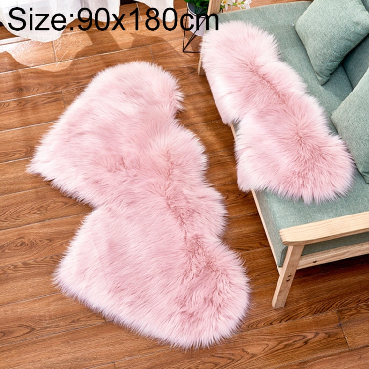 Creative Double Heart Imitation Wool Carpet Sofa Cushion Mat Plush Bedroom Living Room Floor Rugs, 35x70 cm, 60x120cm, 90x180cm