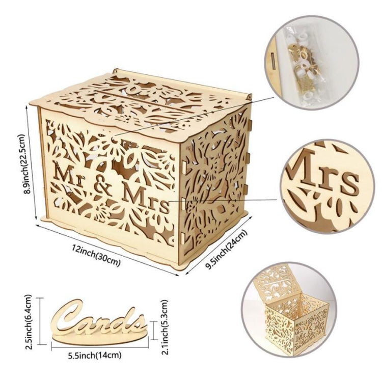 DIY Wooden Beautiful Wedding Card Box Gift Decoration Box, Small, Large