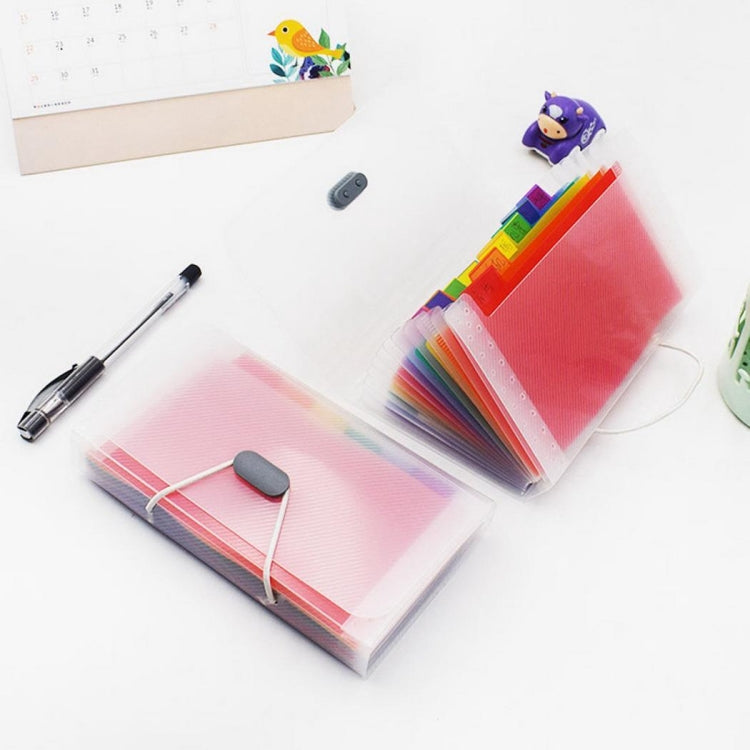 13 Grid Expanding File Folder A6 Document Buckle Lanyard Bag Multicolor Expanding File