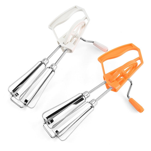 Double Rotation Hand Whisk Egg Beater Stainless Steel Kitchen Blender, Random Color Delivery