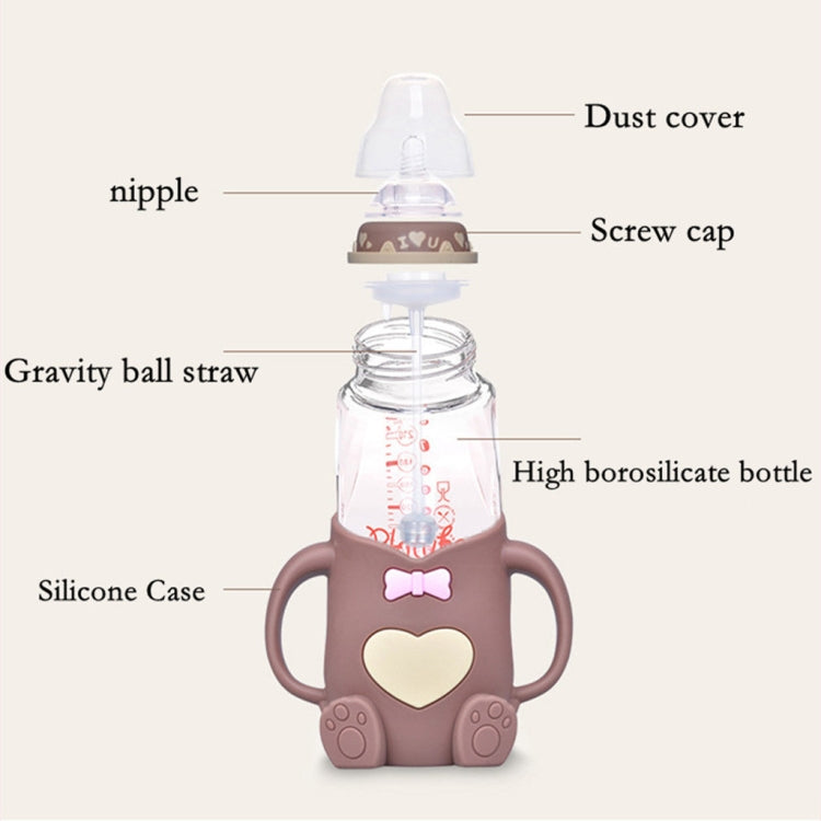 Baby Silicone Glass Bottles Drop-proof and Flatulence-proof Glass Baby Bottle