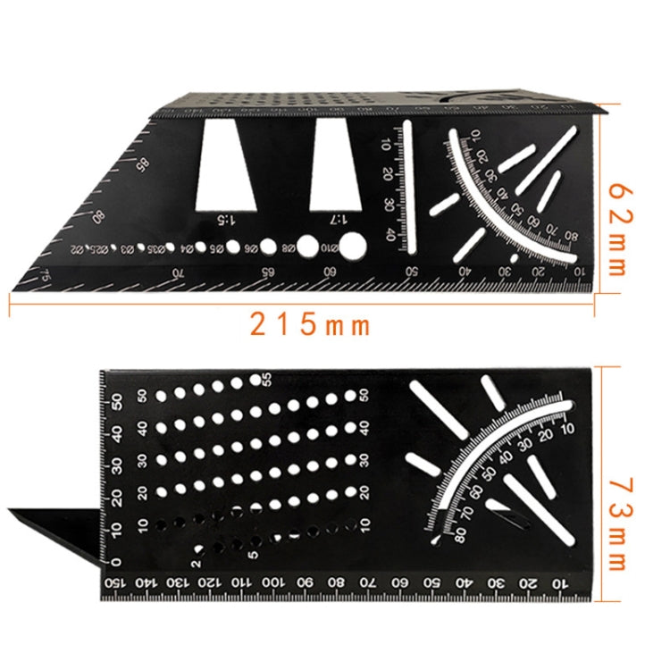 3D Woodworking Stop Gauge Aluminum Alloy Multi-function Angle Ruler, 3D Angle Ruler