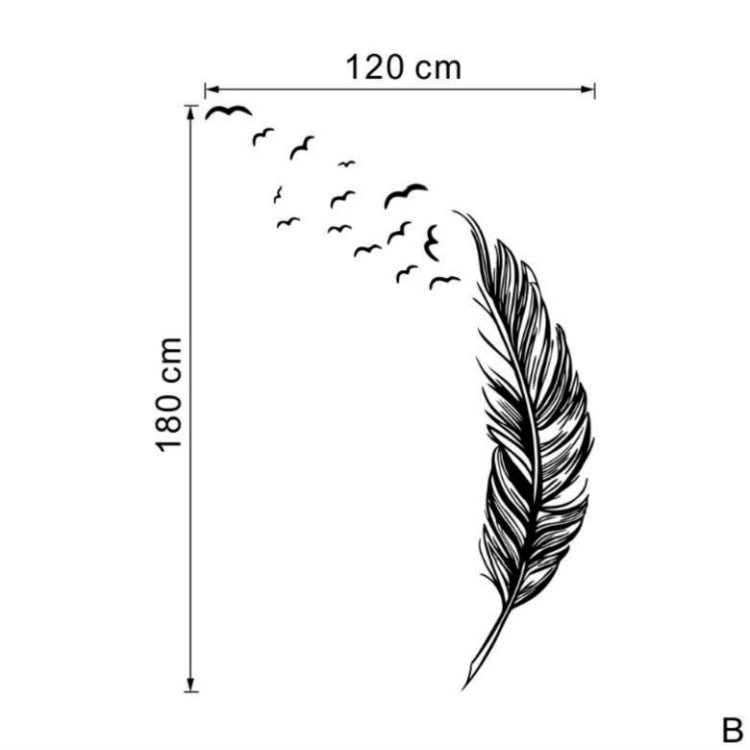 PVC Feather Creative Home Bedroom Sofa Background Wall Sticker, Left, Right