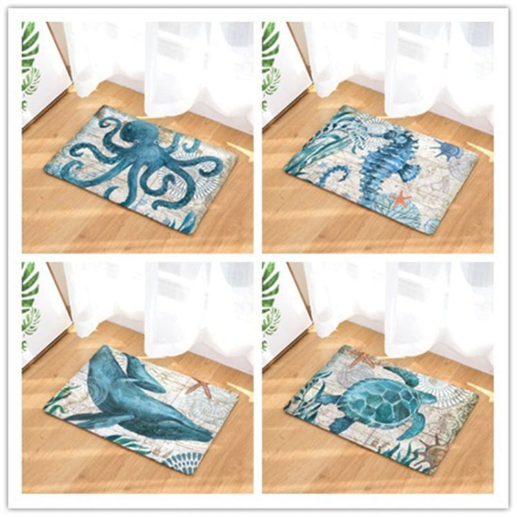 Marine Series Pattern Bathroom Toilet Non-slip Mat Flannel Absorbent Foot Pad, 40x60cm, 46x76cm, 50x80cm